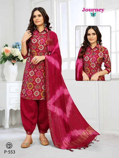 P 552-565 Journey Design Modal Chanderi Afghani Readymade Suit