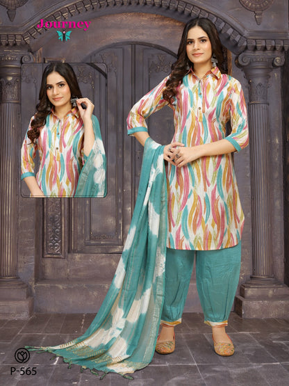 P 552-565 Journey Design Modal Chanderi Afghani Readymade Suit