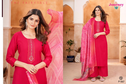 P 566-567 Journey Design Silk Readymade Pant Style Suits