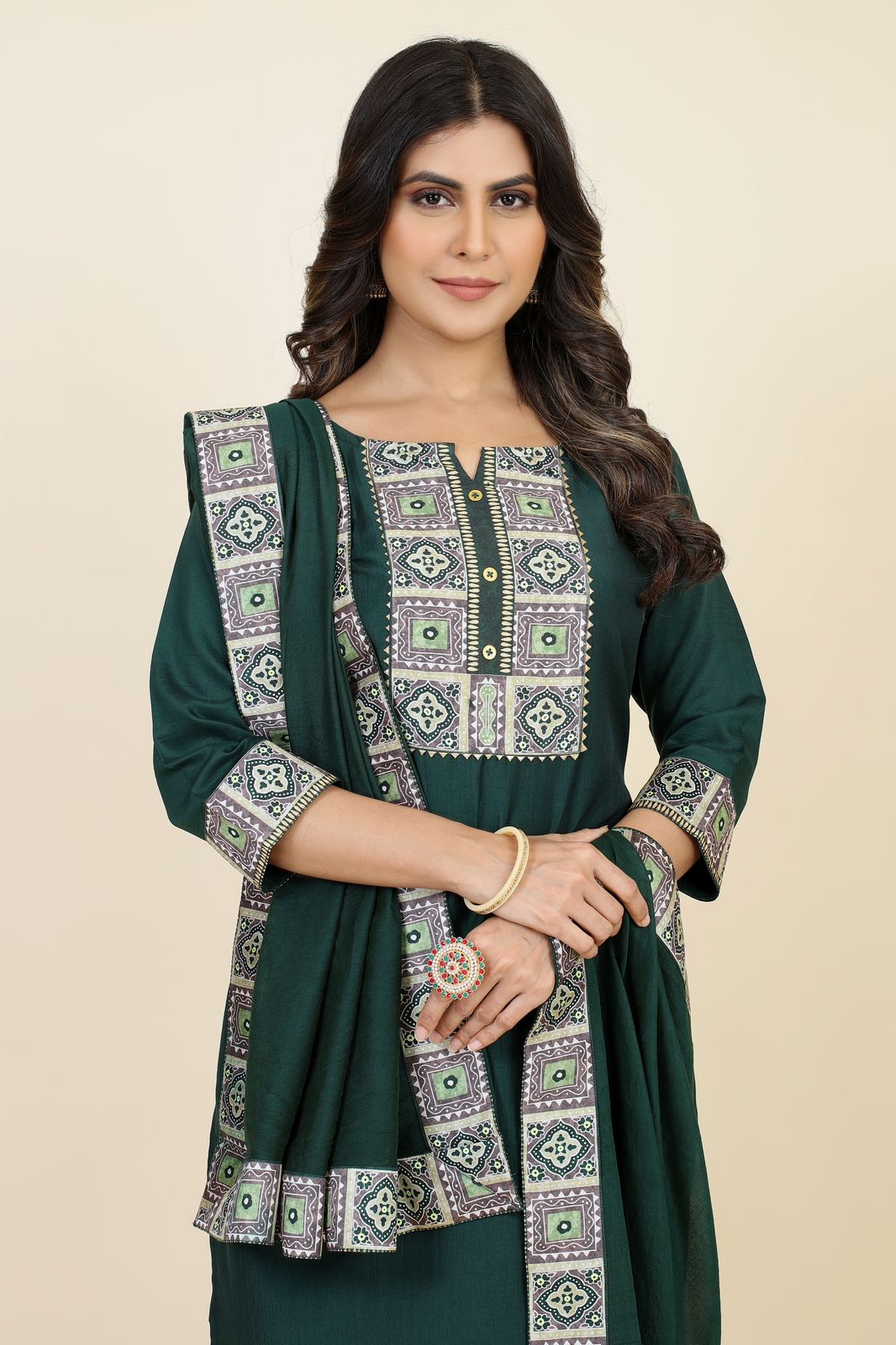 Padmavati Two Seamore Chinon Silk Readymade Pant Style Suits