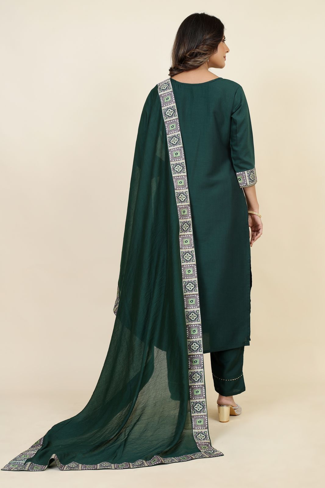 Padmavati Two Seamore Chinon Silk Readymade Pant Style Suits