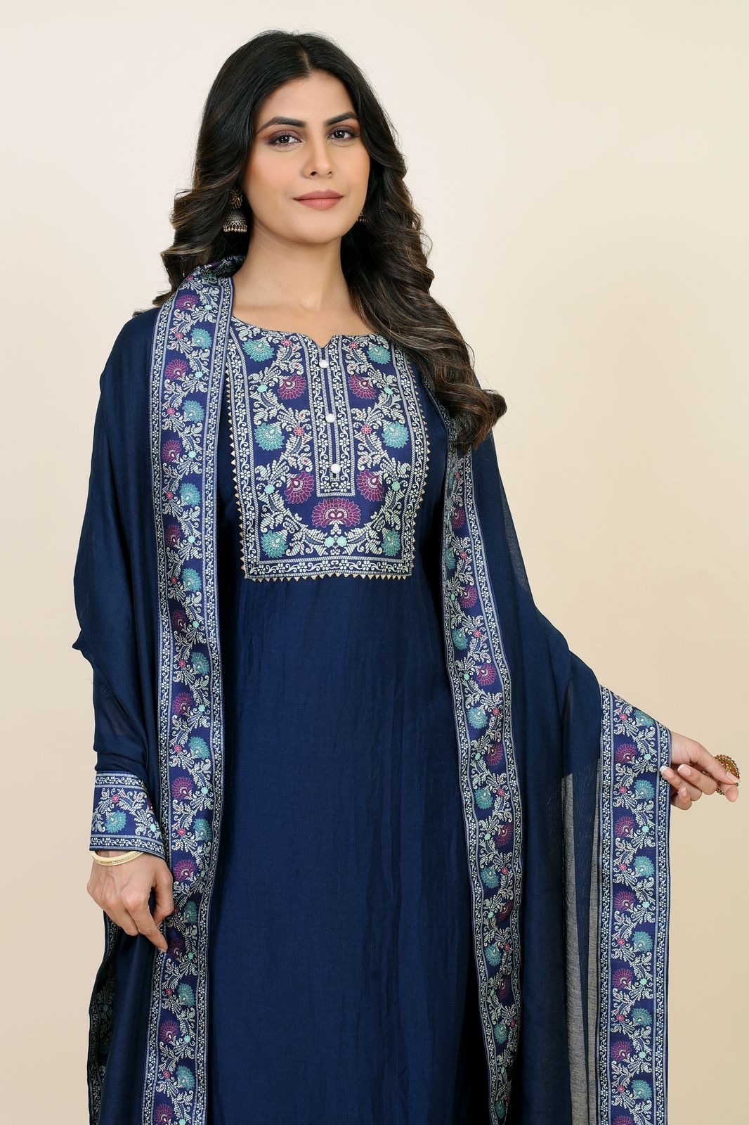 Padmavati Two Seamore Chinon Silk Readymade Pant Style Suits
