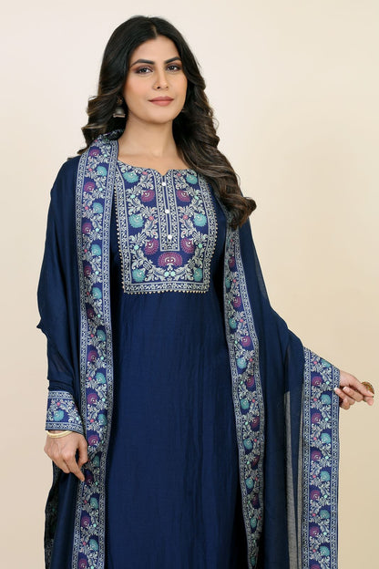 Padmavati Two Seamore Chinon Silk Readymade Pant Style Suits