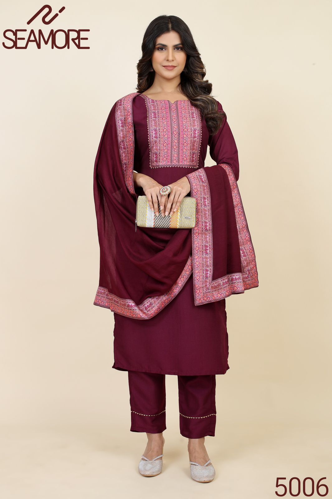 Padmavati Two Seamore Chinon Silk Readymade Pant Style Suits