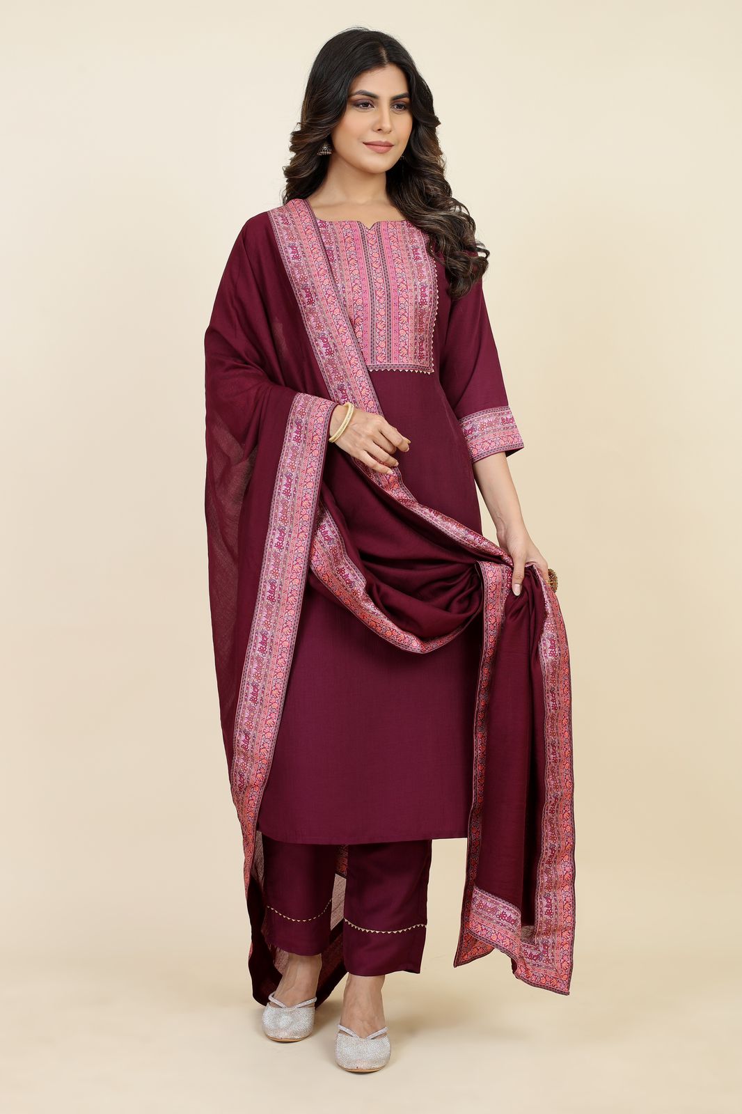 Padmavati Two Seamore Chinon Silk Readymade Pant Style Suits