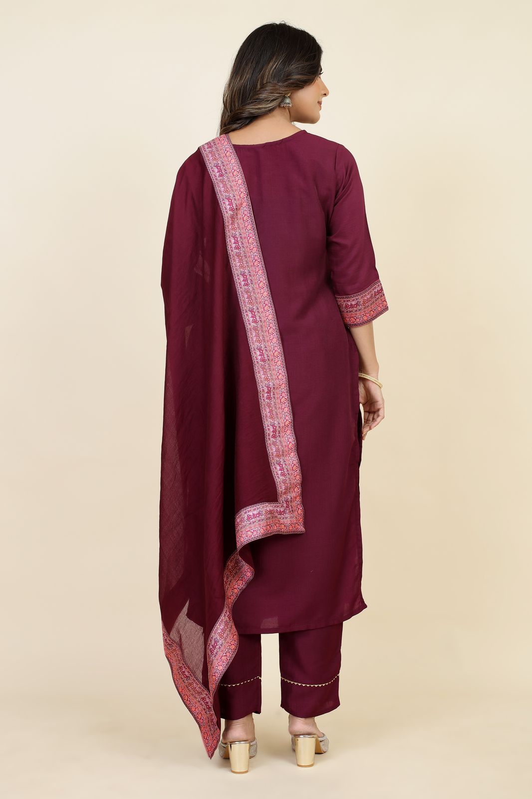 Padmavati Two Seamore Chinon Silk Readymade Pant Style Suits