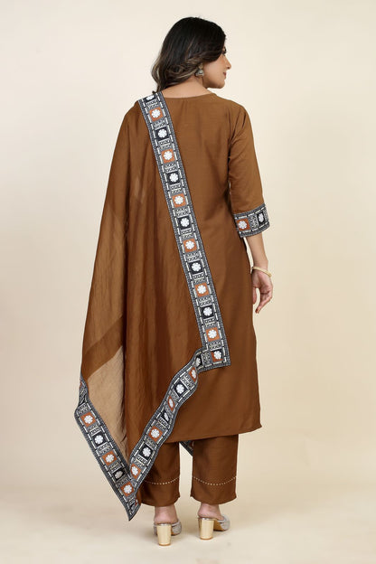 Padmavati Two Seamore Chinon Silk Readymade Pant Style Suits