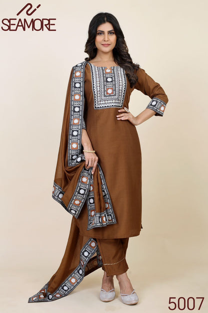 Padmavati Two Seamore Chinon Silk Readymade Pant Style Suits