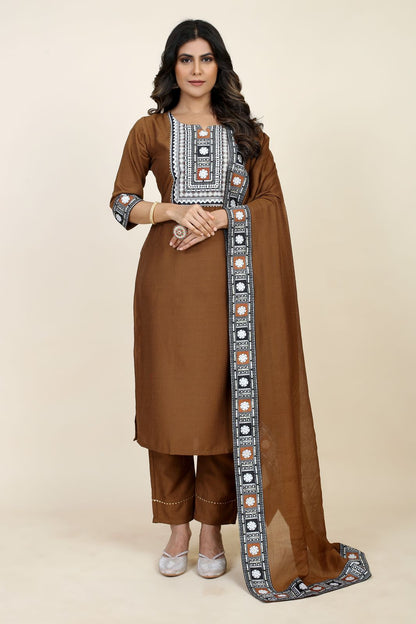 Padmavati Two Seamore Chinon Silk Readymade Pant Style Suits