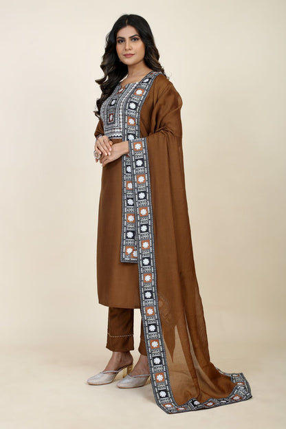Padmavati Two Seamore Chinon Silk Readymade Pant Style Suits