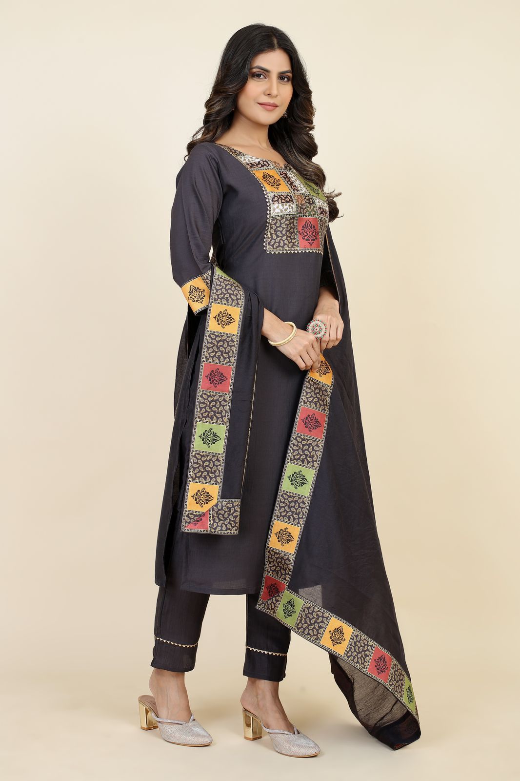 Padmavati Two Seamore Chinon Silk Readymade Pant Style Suits