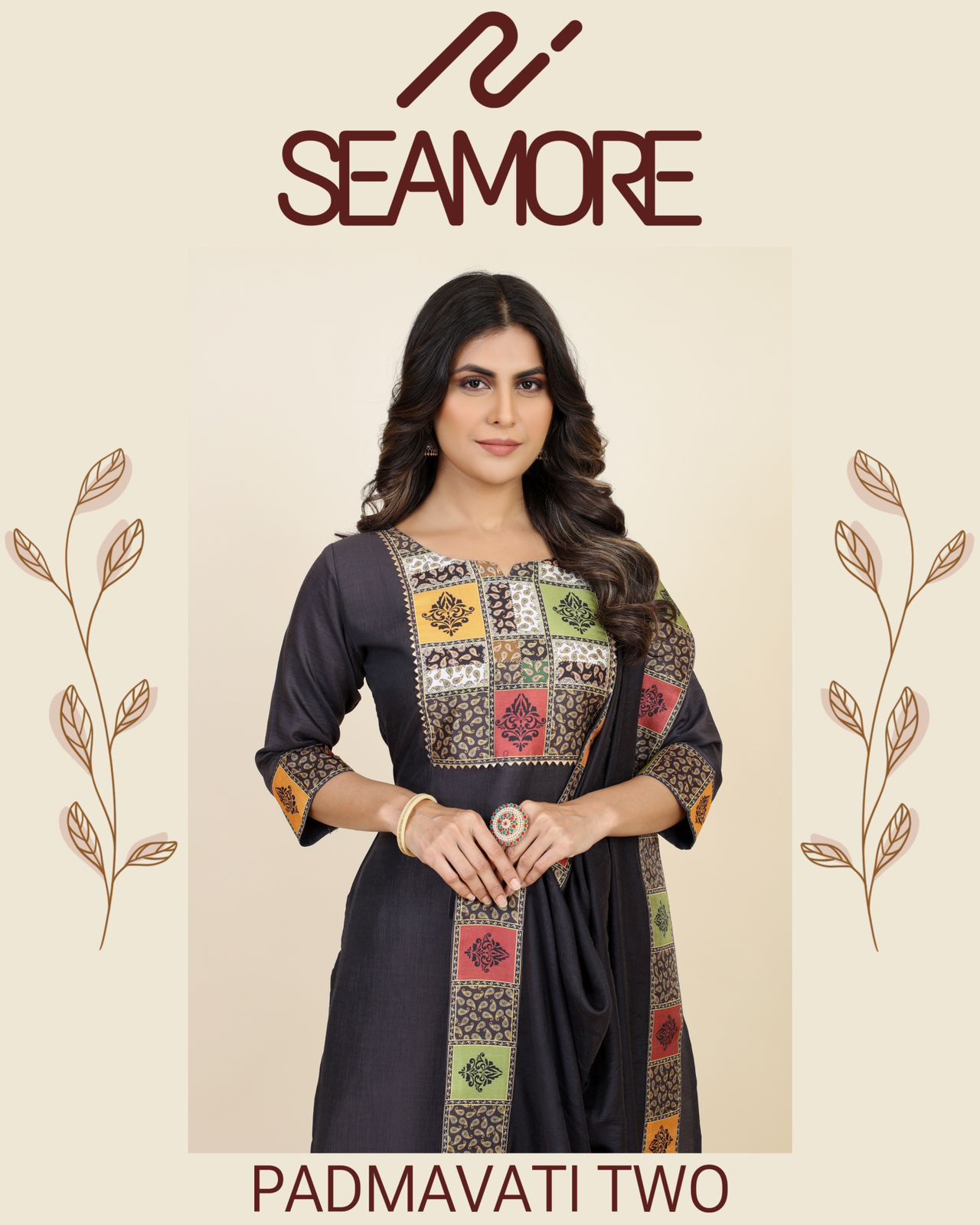 Padmavati Two Seamore Chinon Silk Readymade Pant Style Suits