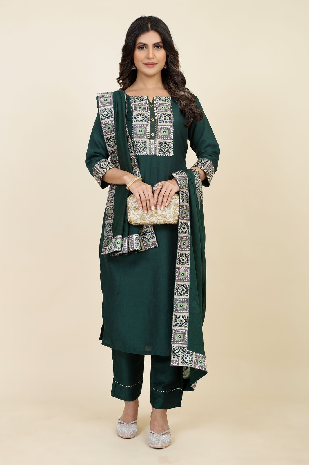Padmavati Two Seamore Chinon Silk Readymade Pant Style Suits
