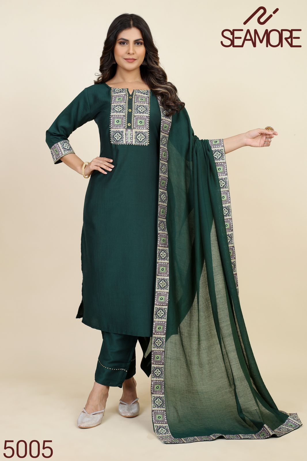 Padmavati Two Seamore Chinon Silk Readymade Pant Style Suits