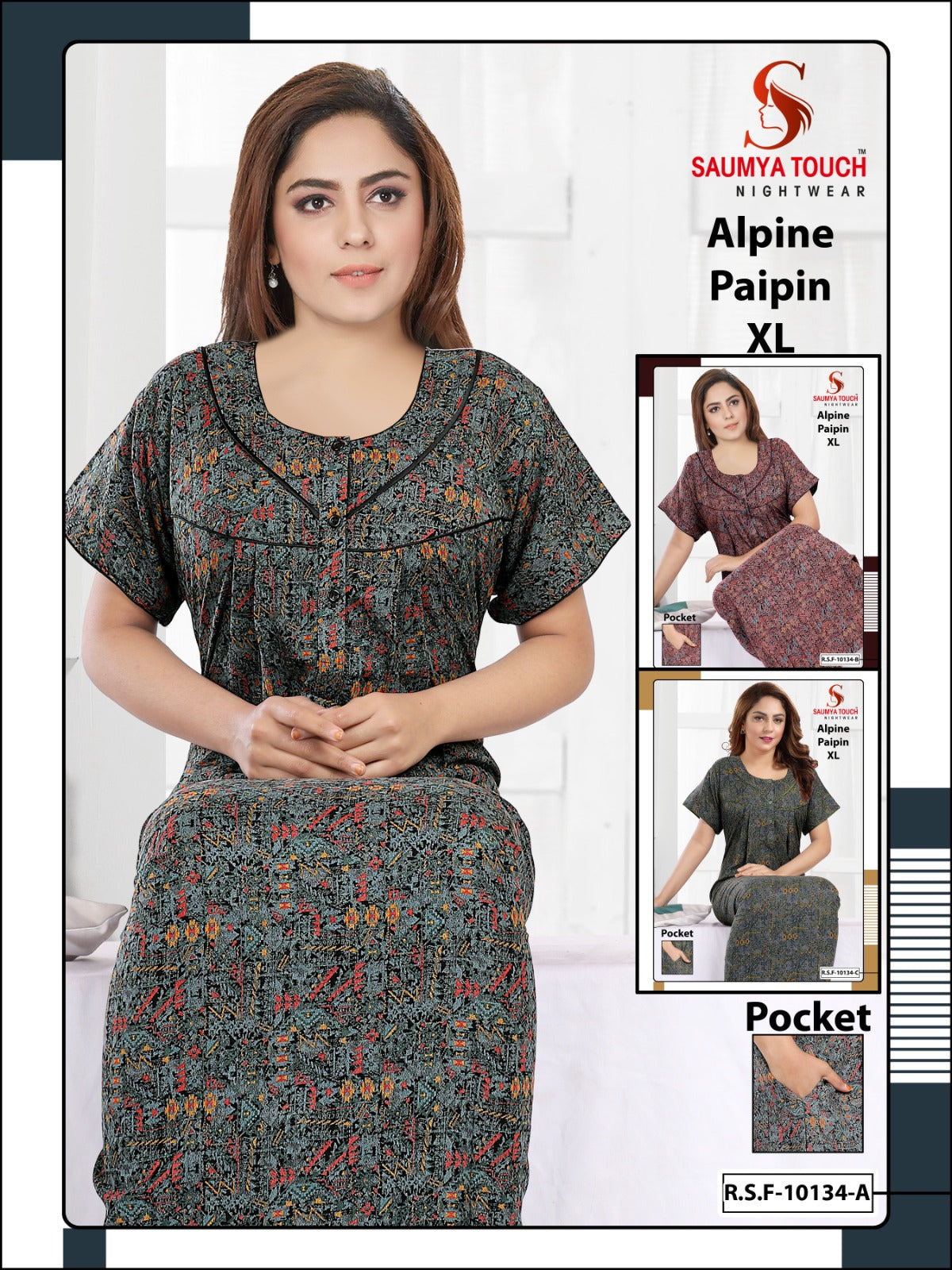 Paipin-2812 Saumya Touch Night Gowns