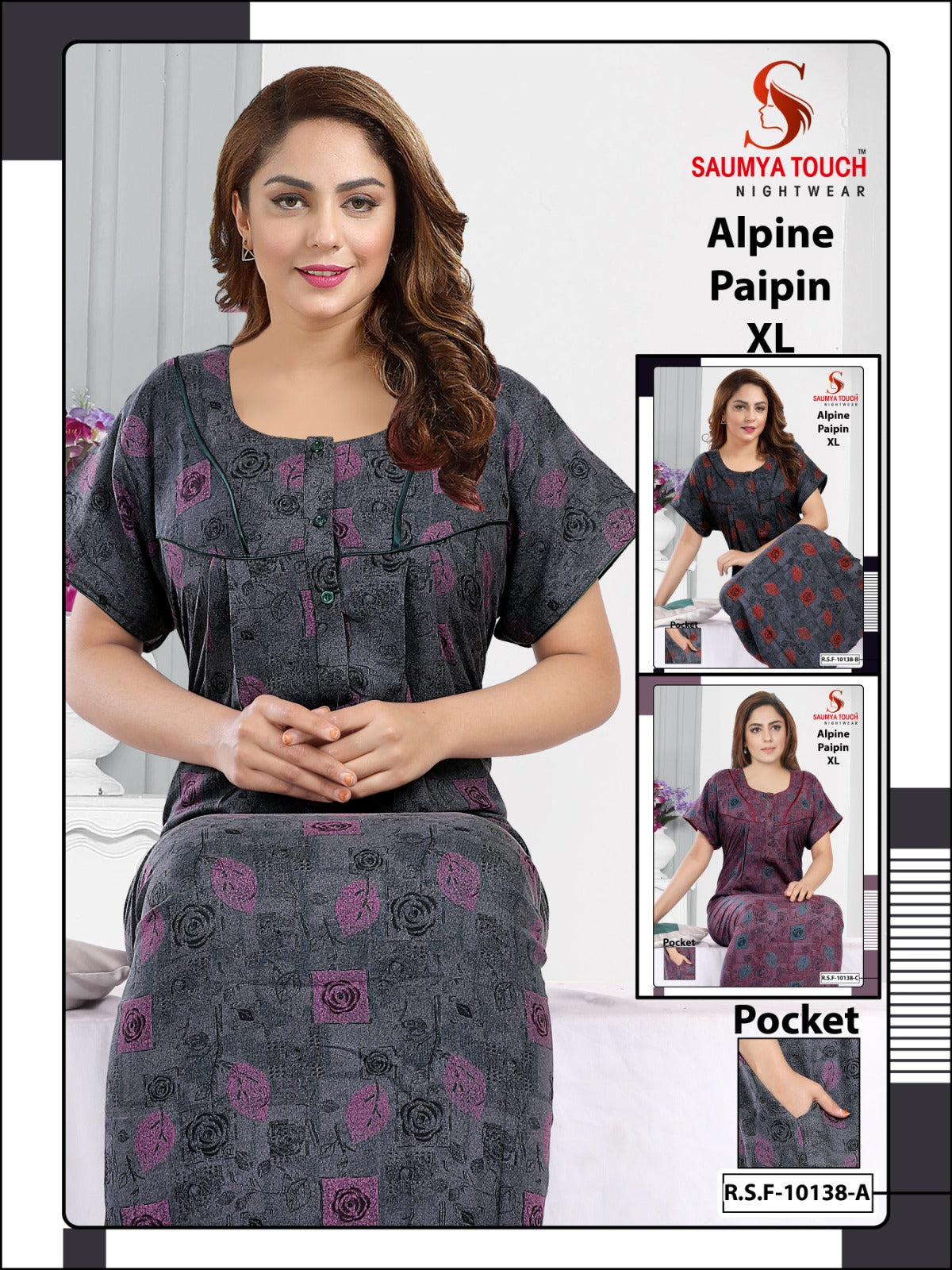 Paipin-2812 Saumya Touch Night Gowns