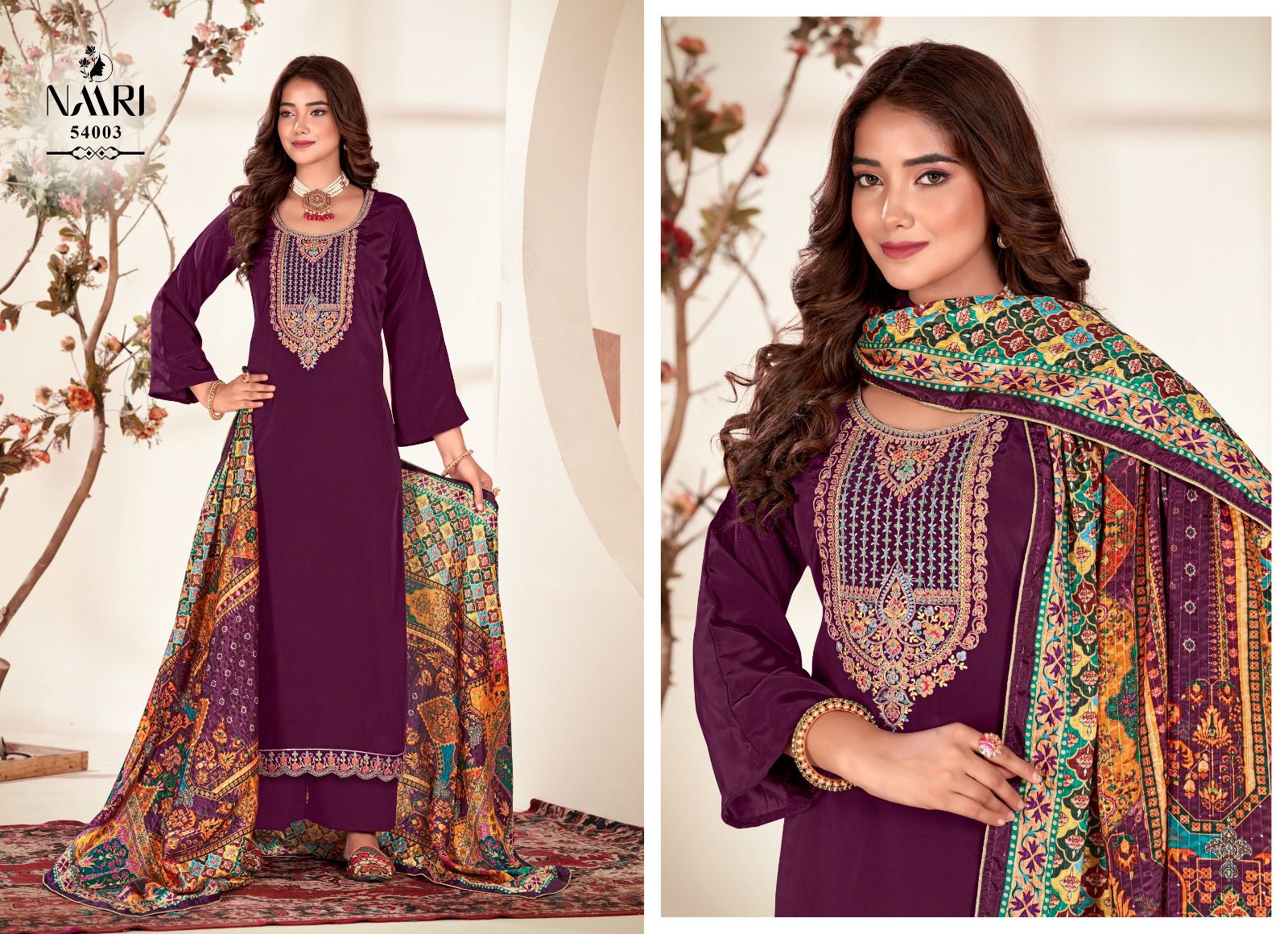 Palak Naari Chinon Plazzo Style Suits