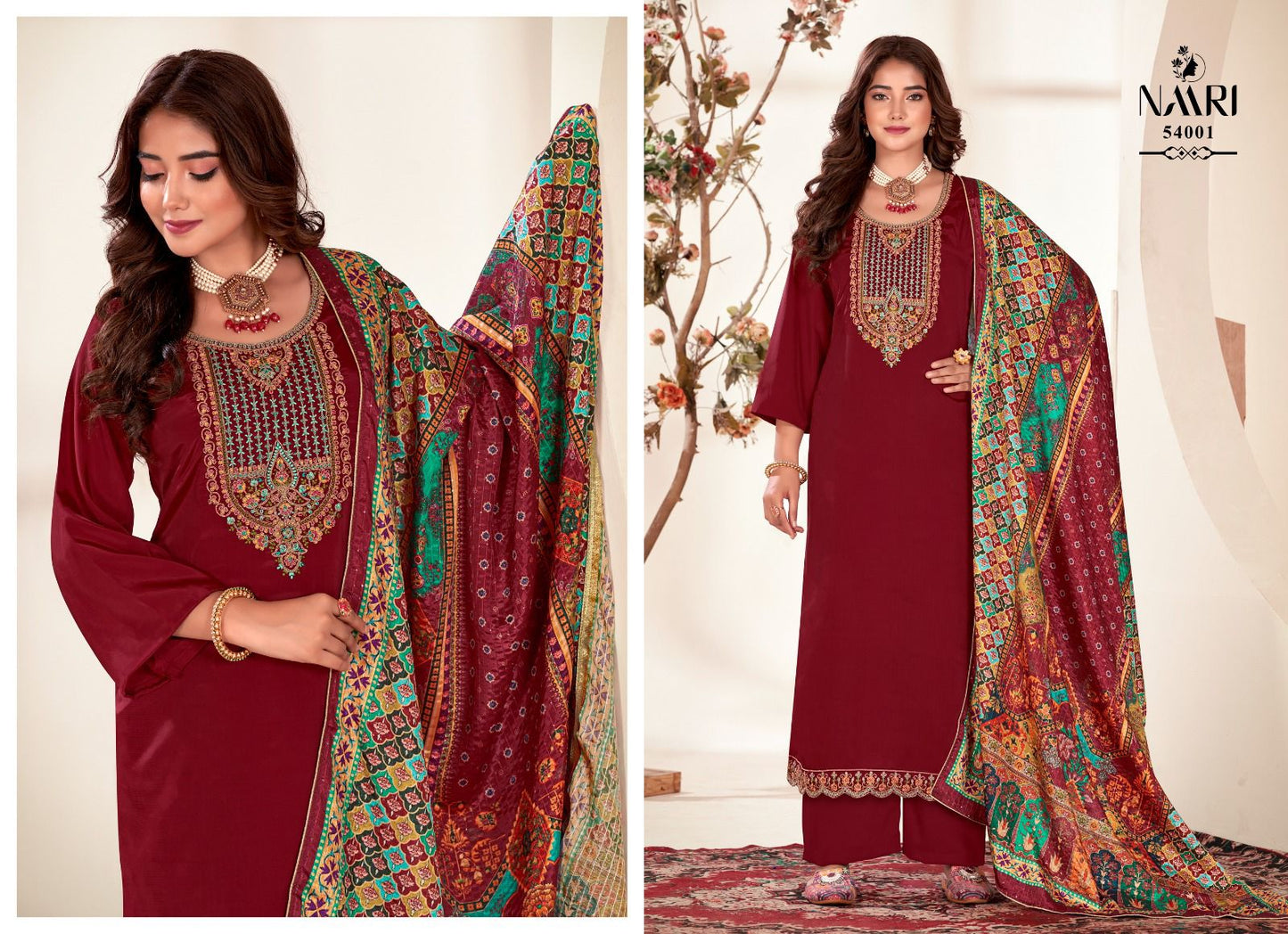 Palak Naari Chinon Plazzo Style Suits
