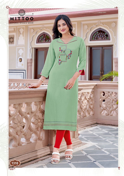 Palak Vol 36 Mittoo Rayon Long Straight Kurti