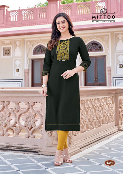 Palak Vol 36 Mittoo Rayon Long Straight Kurti