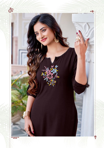 Palak Vol 36 Mittoo Rayon Long Straight Kurti