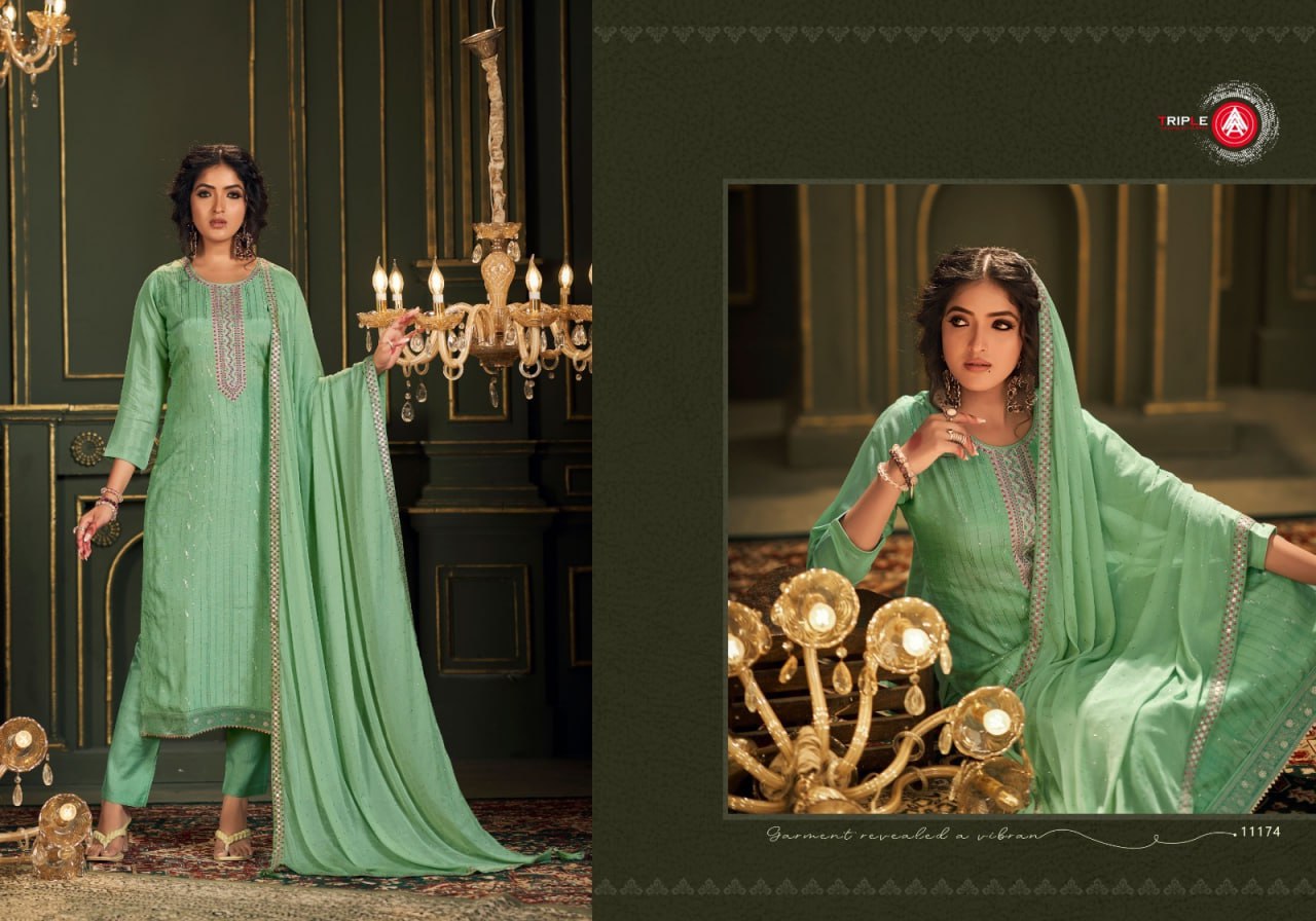 Panghat Triple Aaa Muslin Plazzo Style Suits