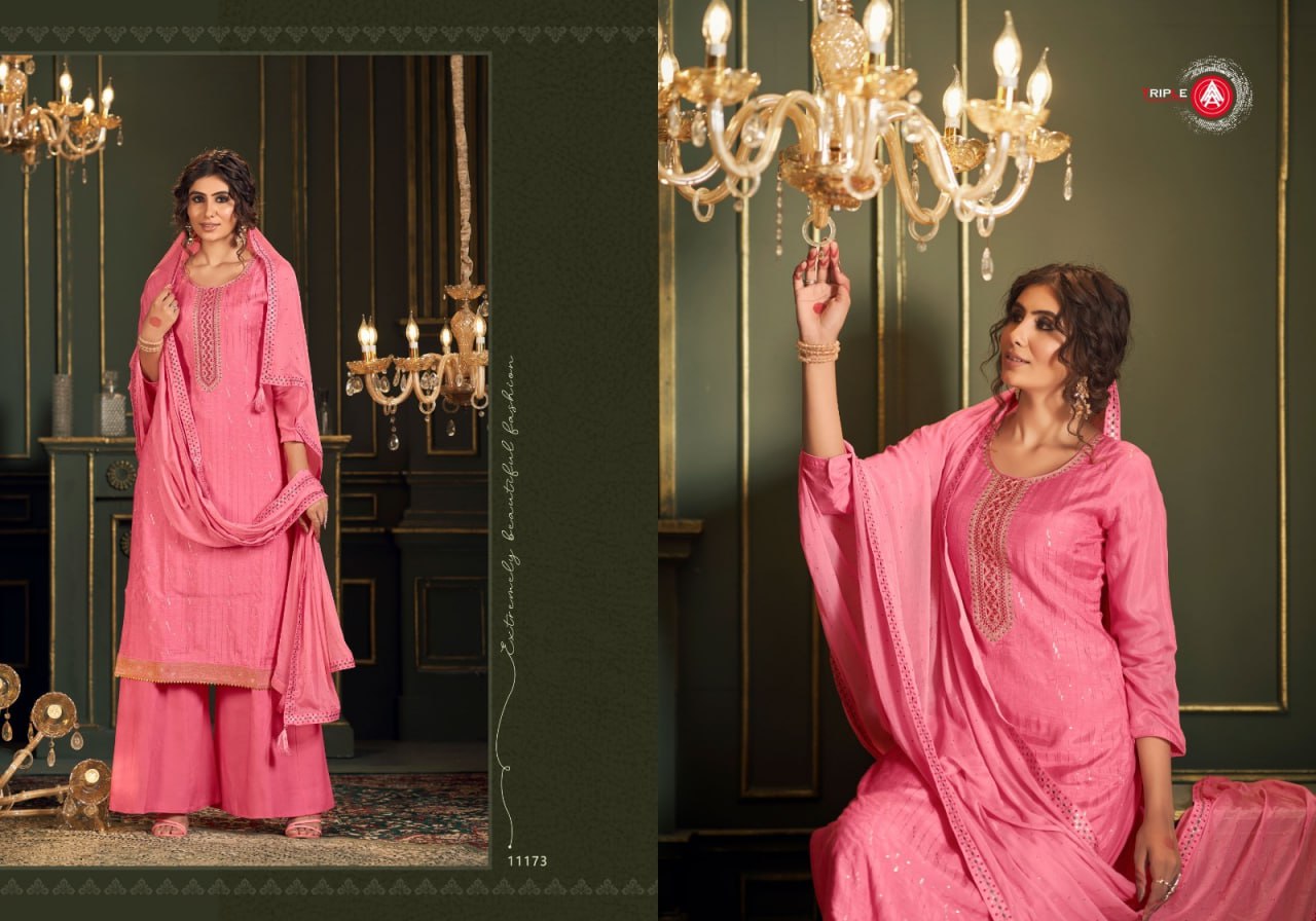 Panghat Triple Aaa Muslin Plazzo Style Suits