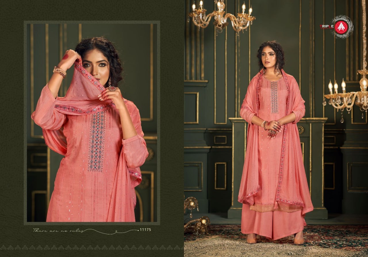 Panghat Triple Aaa Muslin Plazzo Style Suits