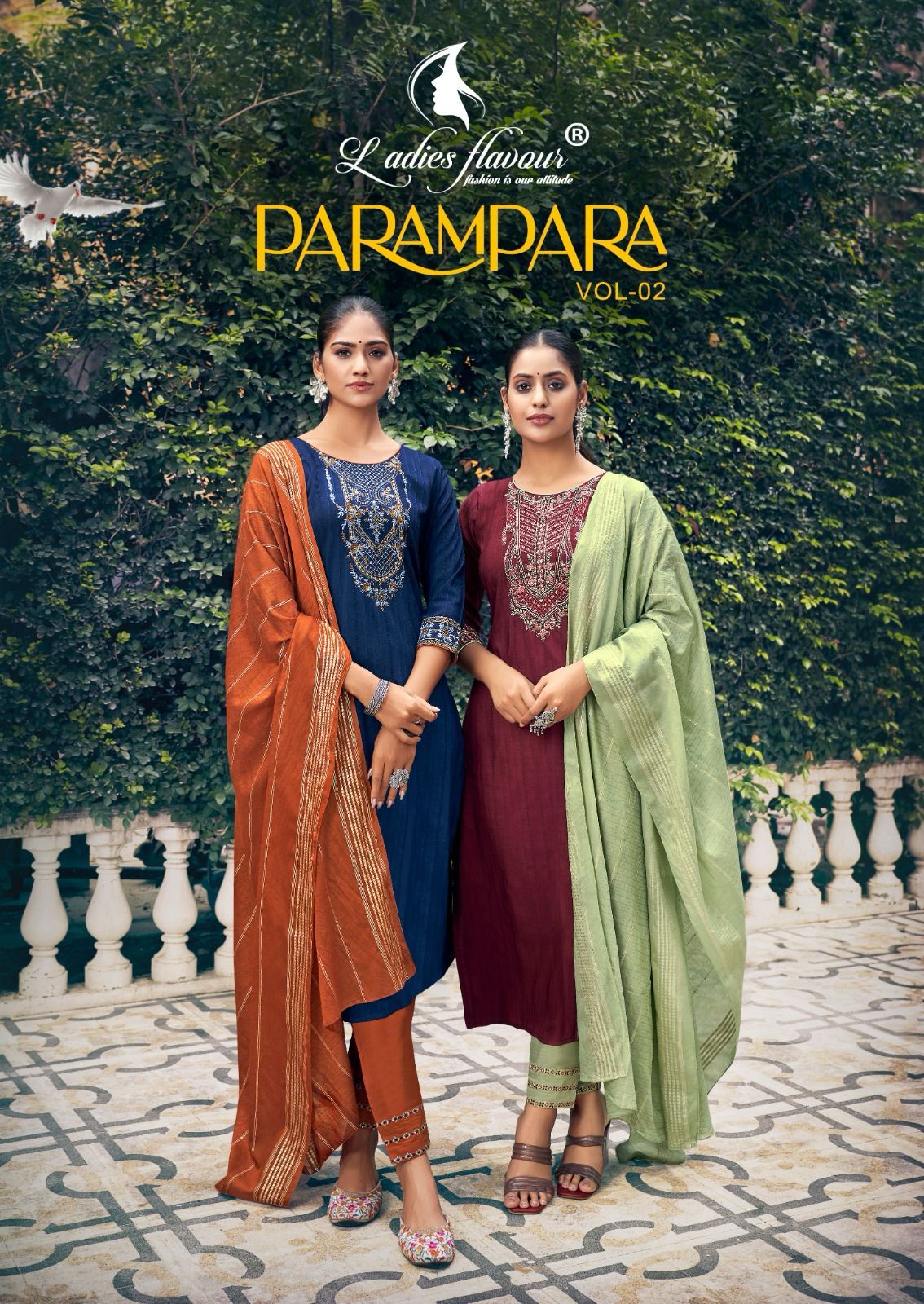 Parampara Vol 2 Ladies Flavour Chinon Readymade Pant Style Suits