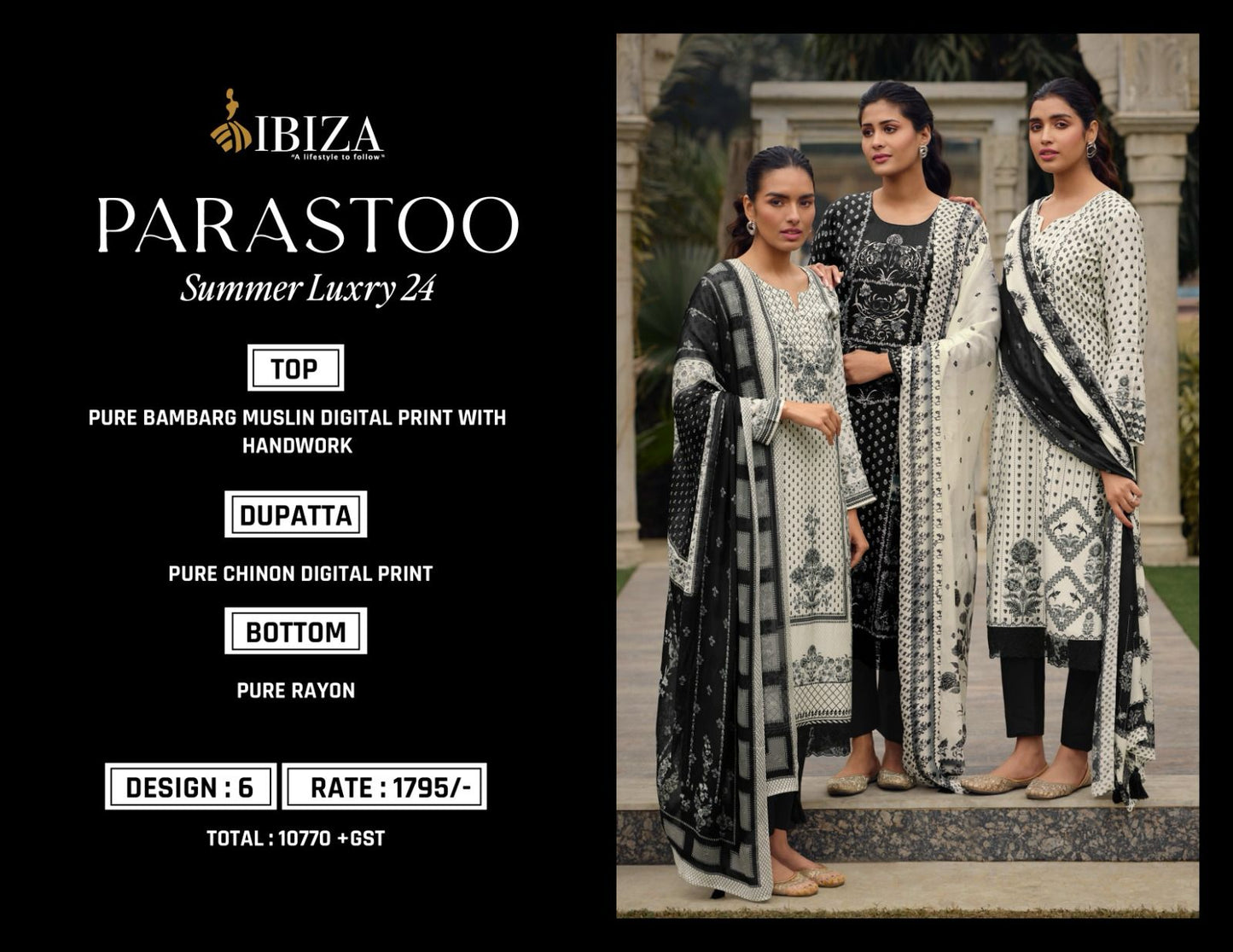 Parastoon Ibiza Bemberg Muslin Pant Style Suits