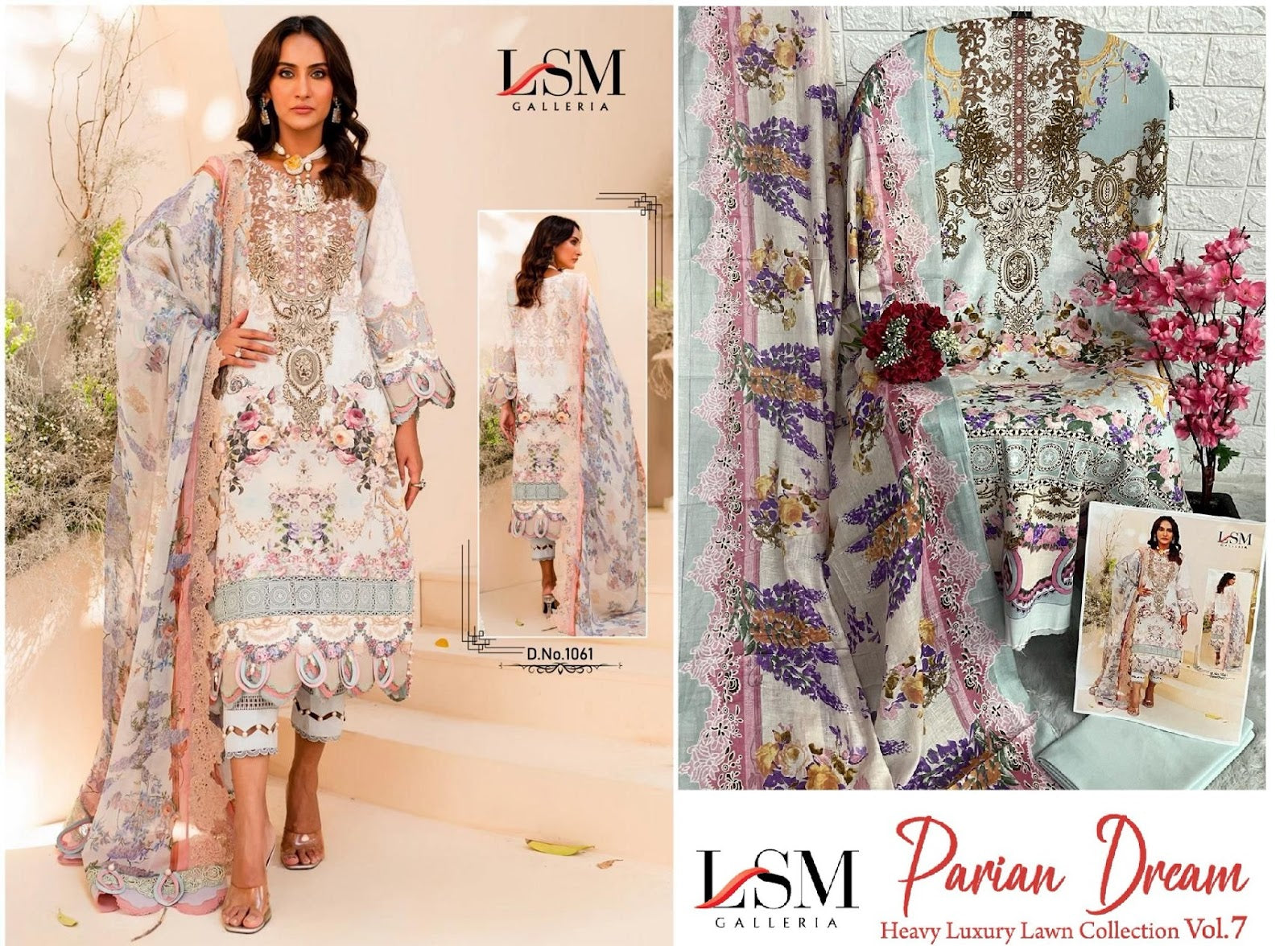 Parian Dream Heavy Luxury Lawn Collection Vol 7 Lsm Galleria Karachi Salwar Suits