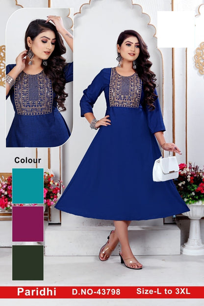 Paridhi-A Zoya Rayon Anarkali Kurtis