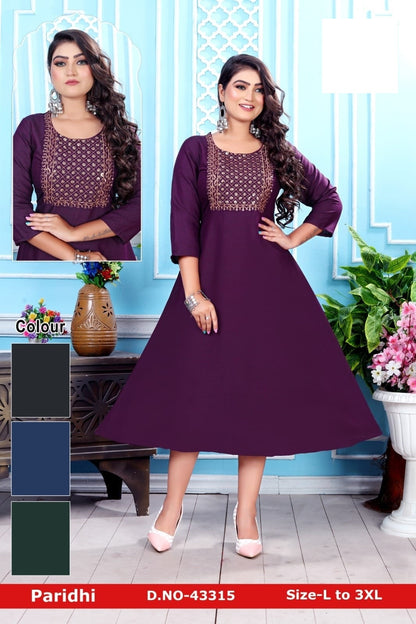 Paridhi-A Zoya Rayon Anarkali Kurtis