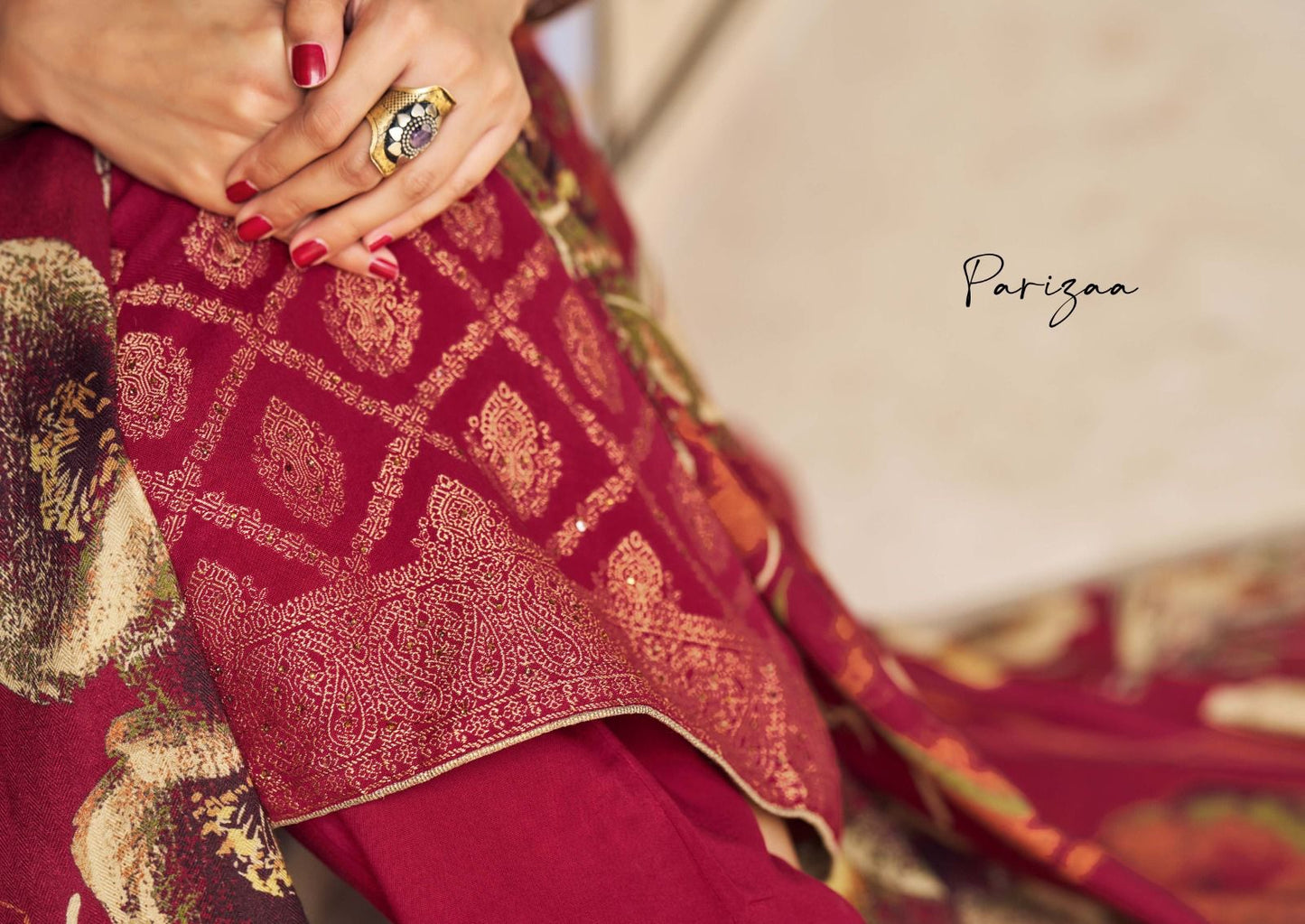 Parizaa Sargam Prints Pashmina Suits