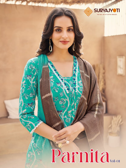 Parnita Vol 1 Suryajyoti Cambric Readymade Pant Style Suits
