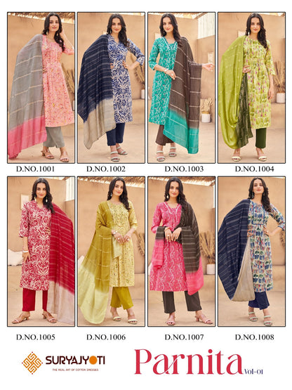 Parnita Vol 1 Suryajyoti Cambric Readymade Pant Style Suits