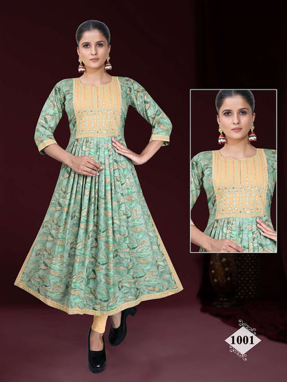 Partha Vol 5 Kavinay Rayon Naira Cut Kurtis