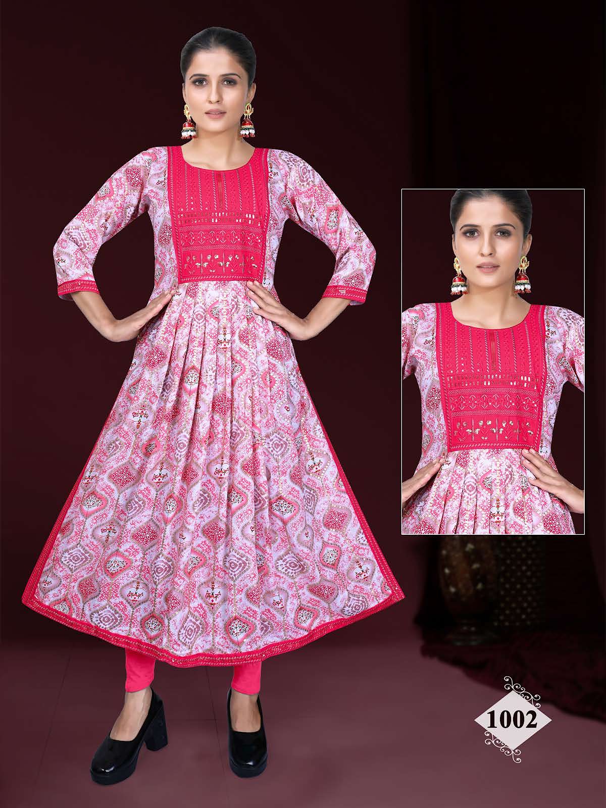 Partha Vol 5 Kavinay Rayon Naira Cut Kurtis