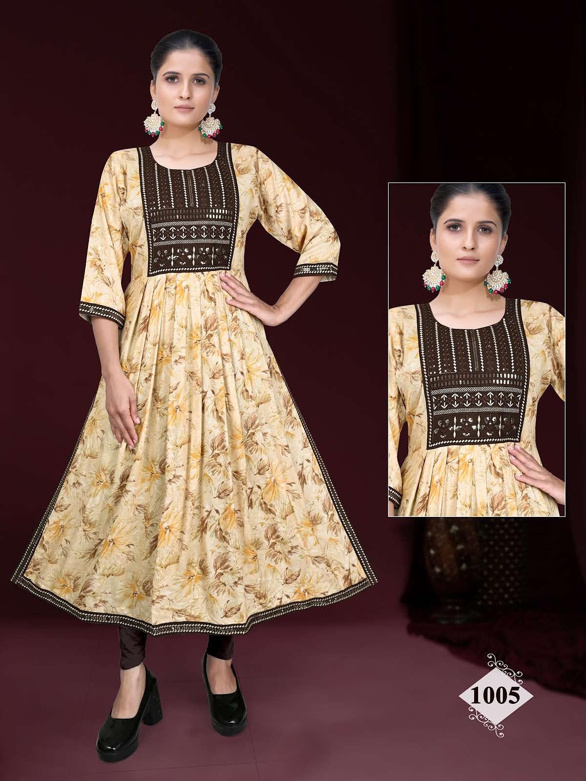 Partha Vol 5 Kavinay Rayon Naira Cut Kurtis