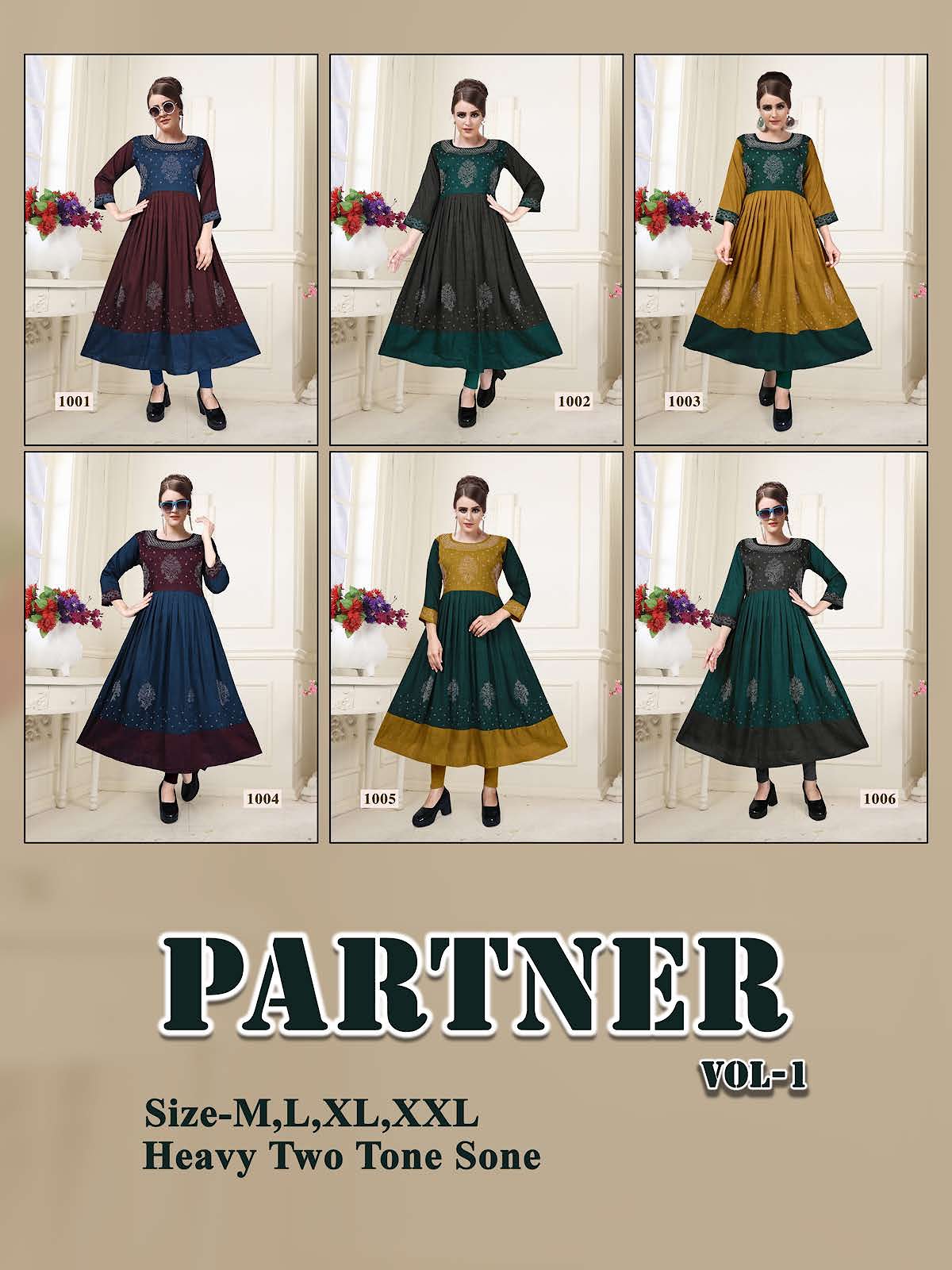 Partner Vol 1 Kavinay Two Tone Anarkali Kurtis