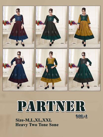 Partner Vol 1 Kavinay Two Tone Anarkali Kurtis