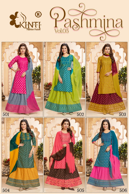 Pashmina Vol 5 Kinti Rayon Readymade Skirt Style Suits