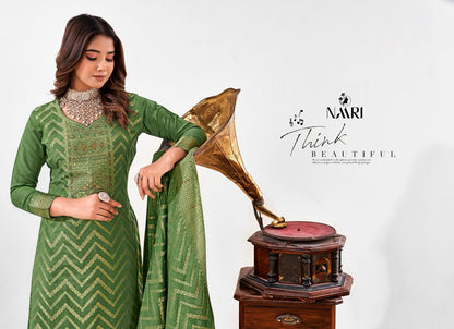 Pastel Naari Dola Jacquard Pant Style Suits