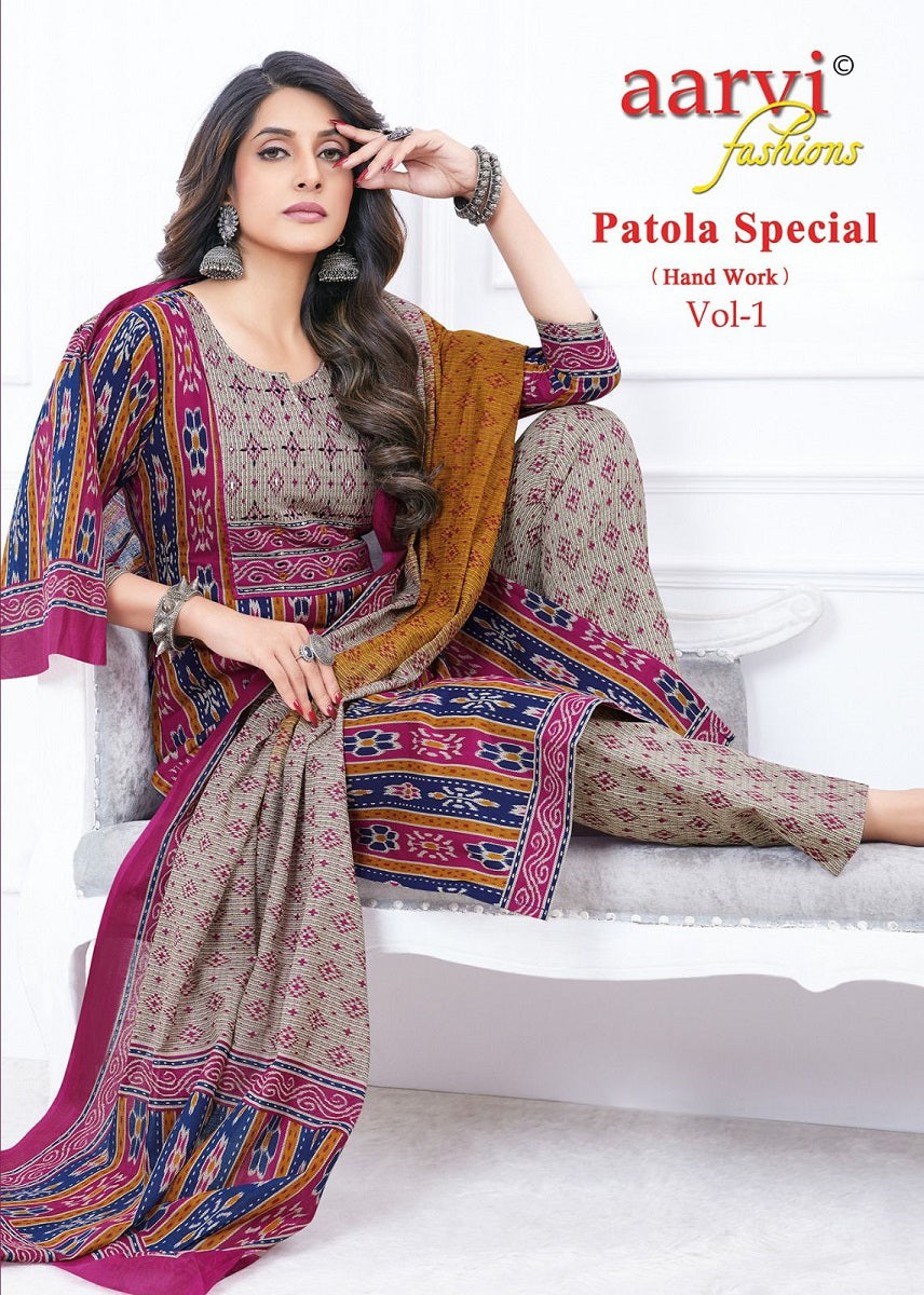 Patola Special Vol 1 Aarvi Fashions Cotton Readymade Pant Style Suits