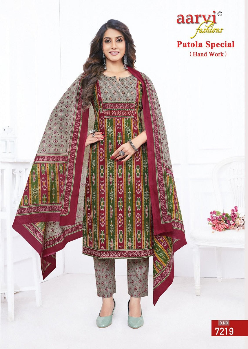 Patola Special Vol 1 Aarvi Fashions Cotton Readymade Pant Style Suits