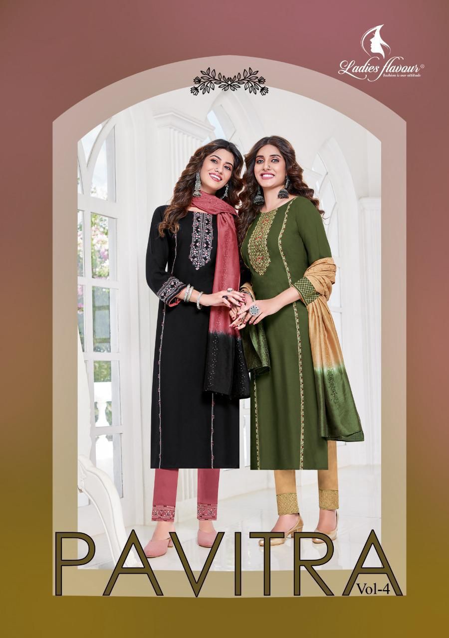 Pavitra Vol 4 Ladies Flavour Rayon 14Kg Readymade Pant Style Suits