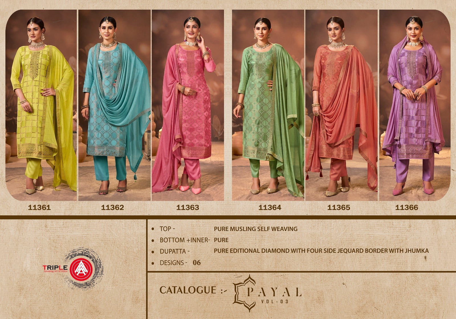 Payal Vol 3 Triple Aaa Muslin Pant Style Suits