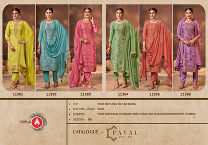 Payal Vol 3 Triple Aaa Muslin Pant Style Suits