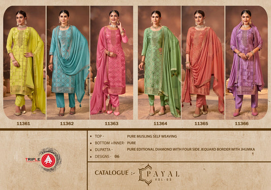 Payal Vol 3 Triple Aaa Muslin Pant Style Suits