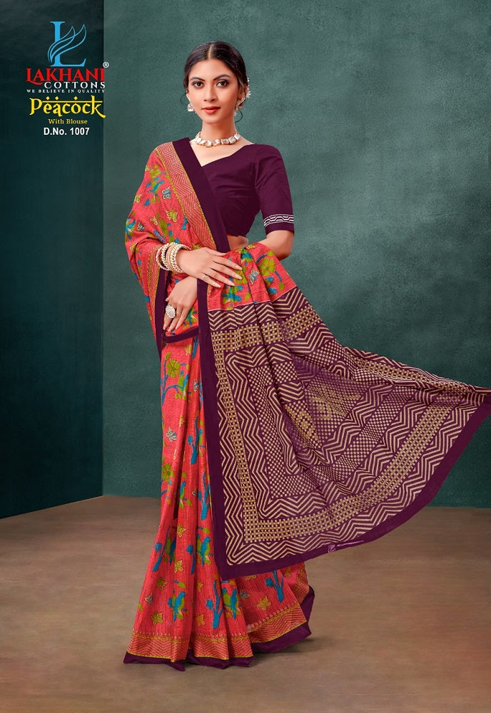 Peacock Lakhani Cotton Sarees
